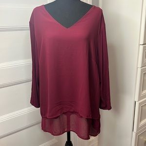 MICHAEL KORS BURGUNDY BLOUSE‎ SIZE 2X